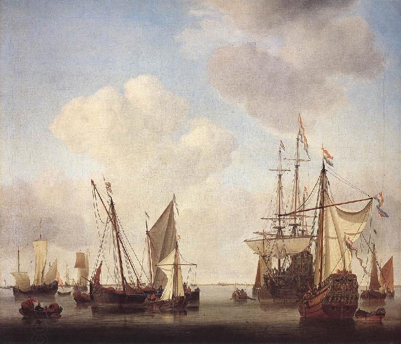 VELDE, Willem van de, the Younger Warships at Amsterdam rt China oil painting art